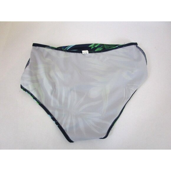 Bikini Swim Bottom Size XL Hawaiian Aloha Navy Print High-Waist Drape Front NWOT - Picture 6 of 6